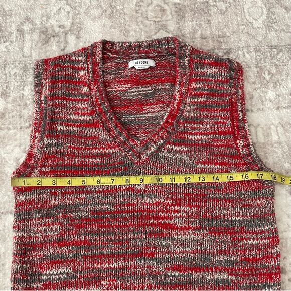Re/Done 60s Sweater Vest Red Multi Knit Small Grandpacore - Picture 9 of 10